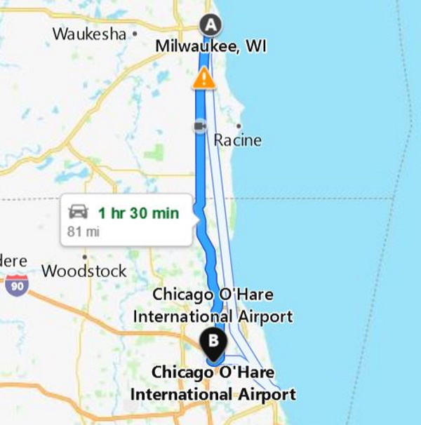 travel from milwaukee to o'hare