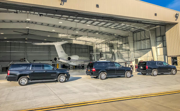 parked limousine at the airport