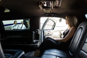 Woman in limo at O'Hare airport