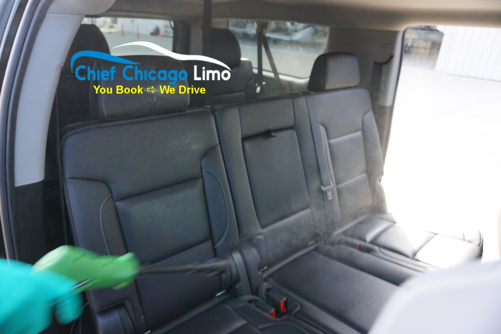 second row suv disinfection for coronavirus in chicago